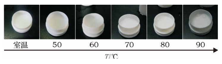 圖7不同溫度水浴密閉消解20min後罐蓋上的（de）水滴附著